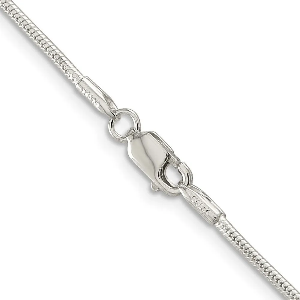 1.5mm Sterling Silver, Round Solid Snake Chain Necklace
