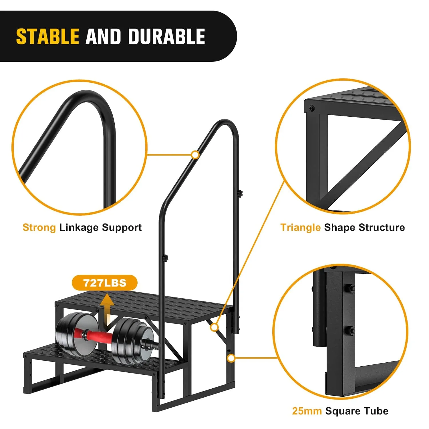 2 Steps RV Stairs with Handrail