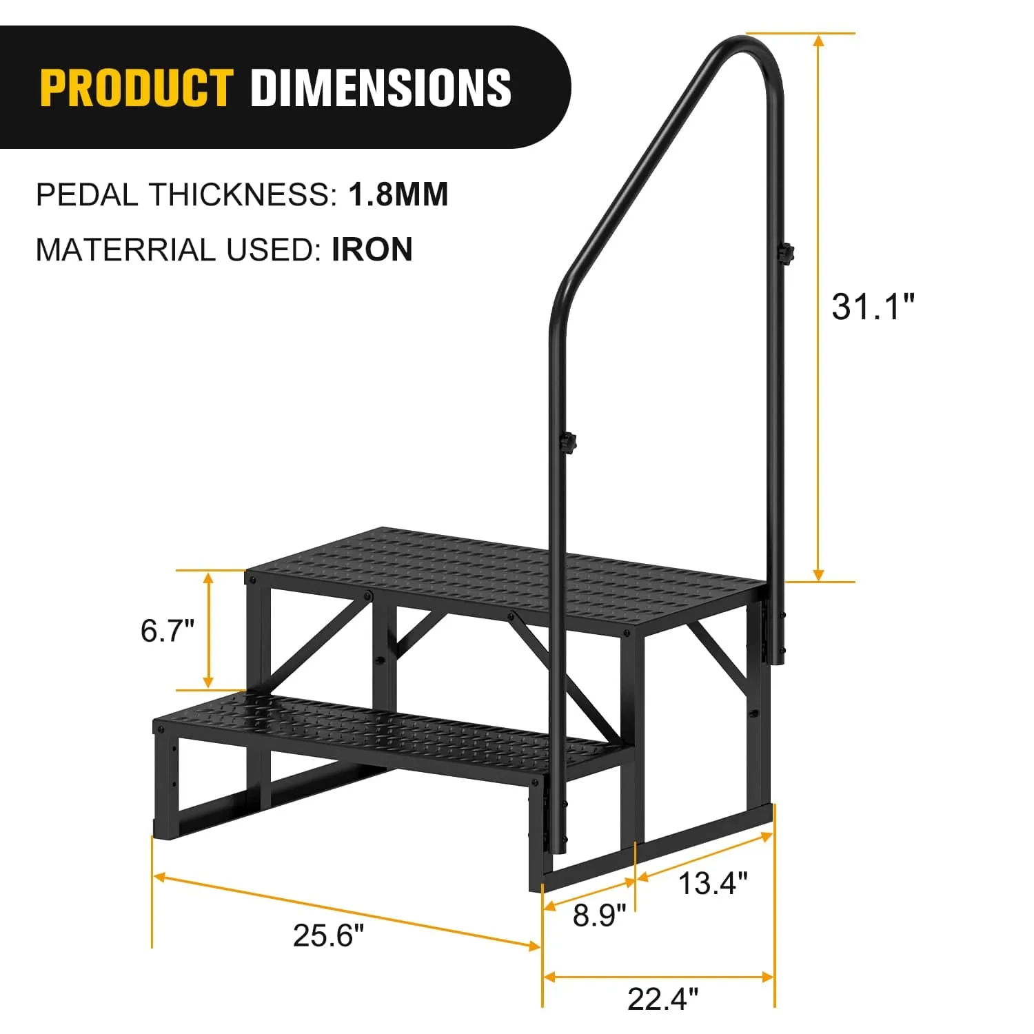2 Steps RV Stairs with Handrail
