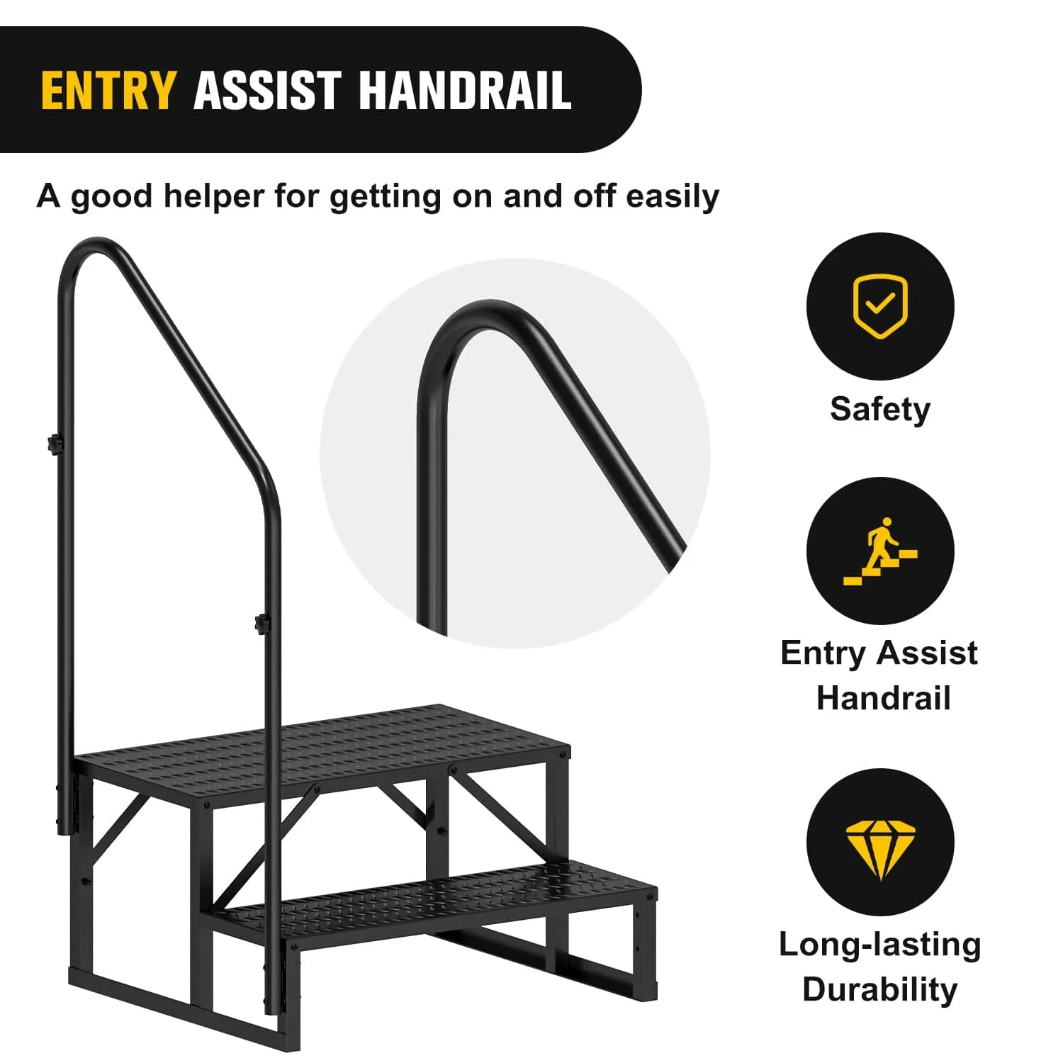 2 Steps RV Stairs with Handrail
