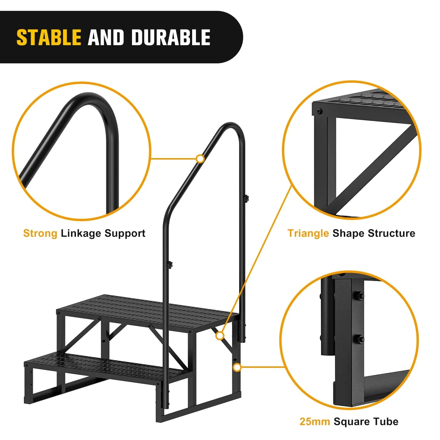 2 Steps RV Stairs with Handrail