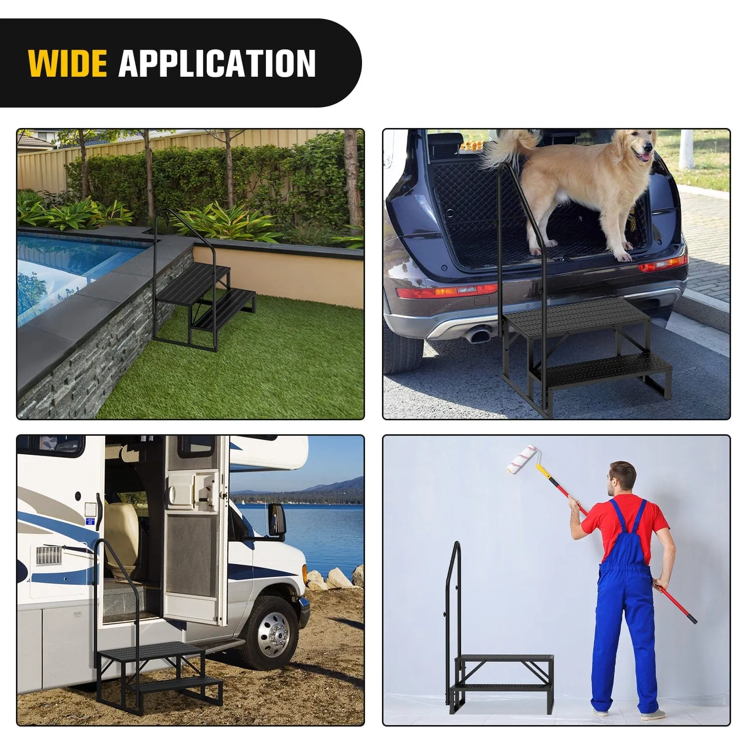 2 Steps RV Stairs with Handrail