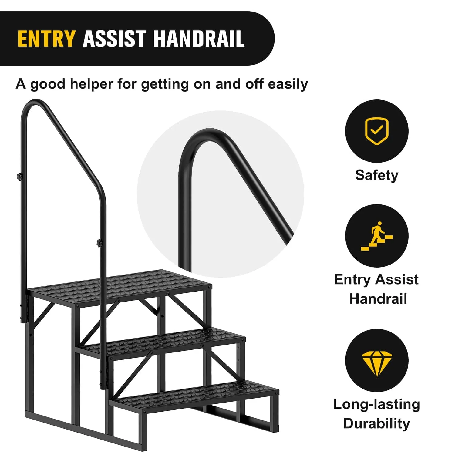 3 Steps RV Stairs with Handrail