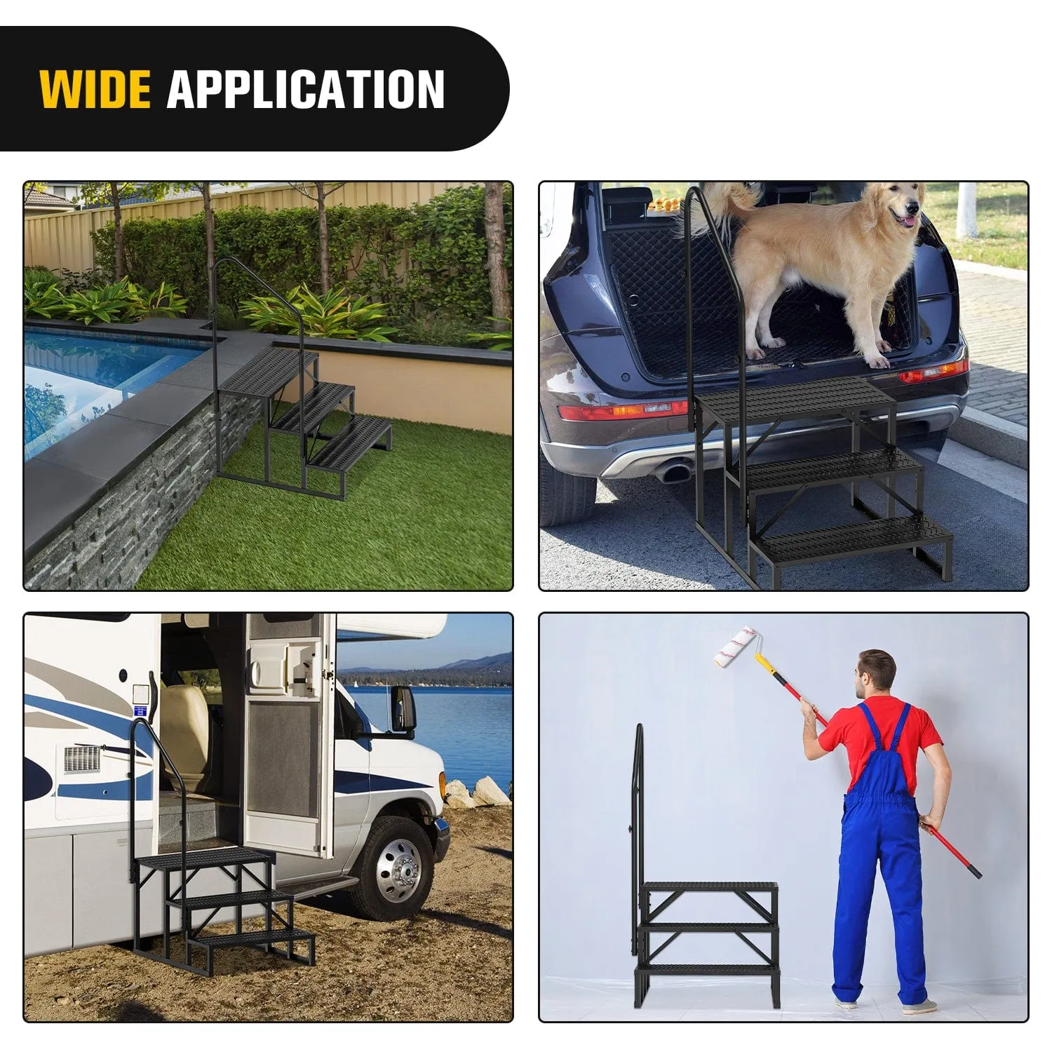 3 Steps RV Stairs with Handrail
