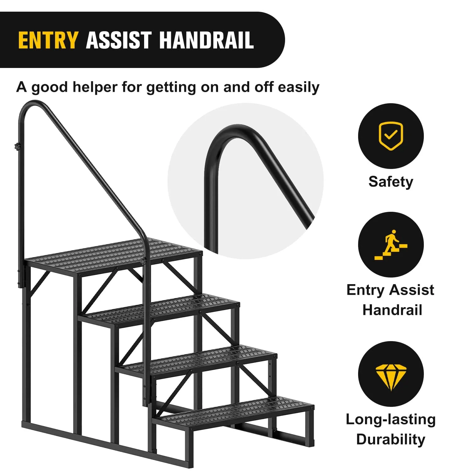 4 Steps RV Stairs with Handrail