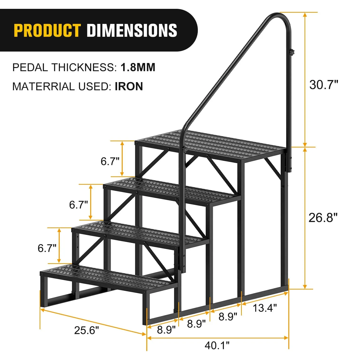 4 Steps RV Stairs with Handrail