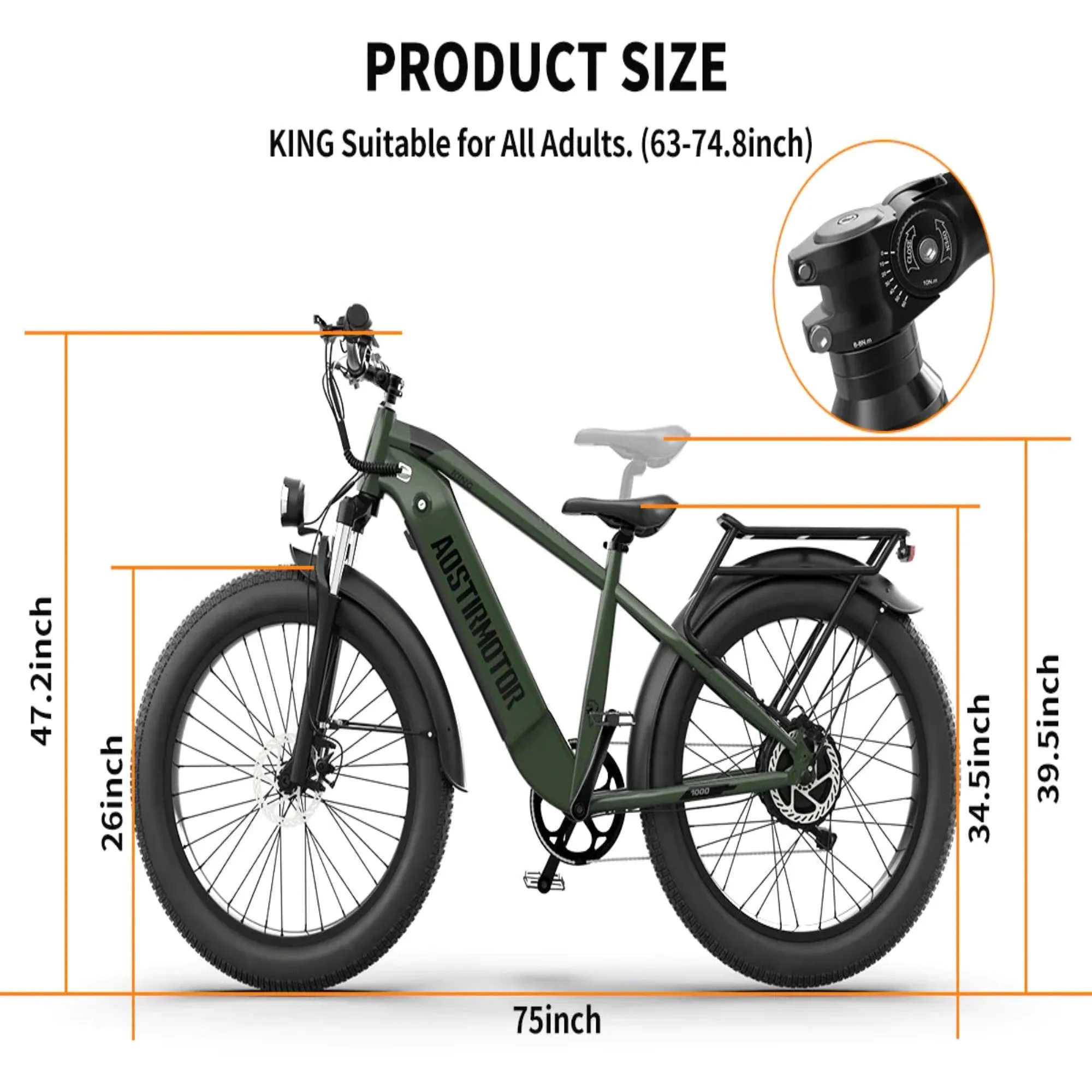 Aostirmotor 1000W 52V King All-Terrain Electric Bike
