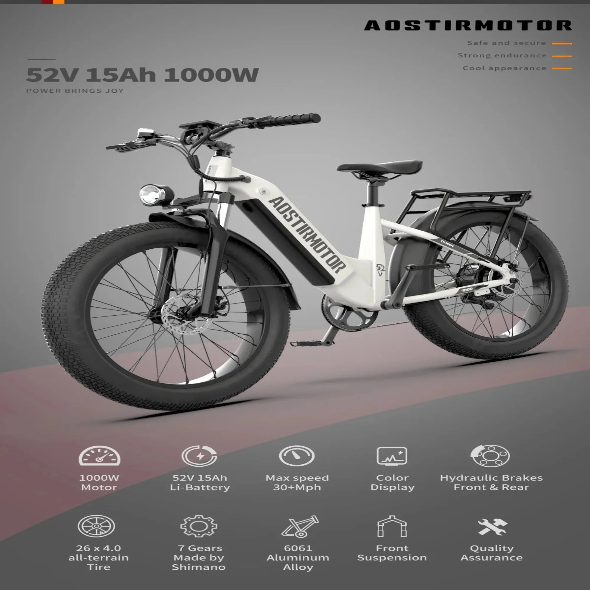 Aostirmotor 1000W 52V Queen All-Terrain Electric Bike