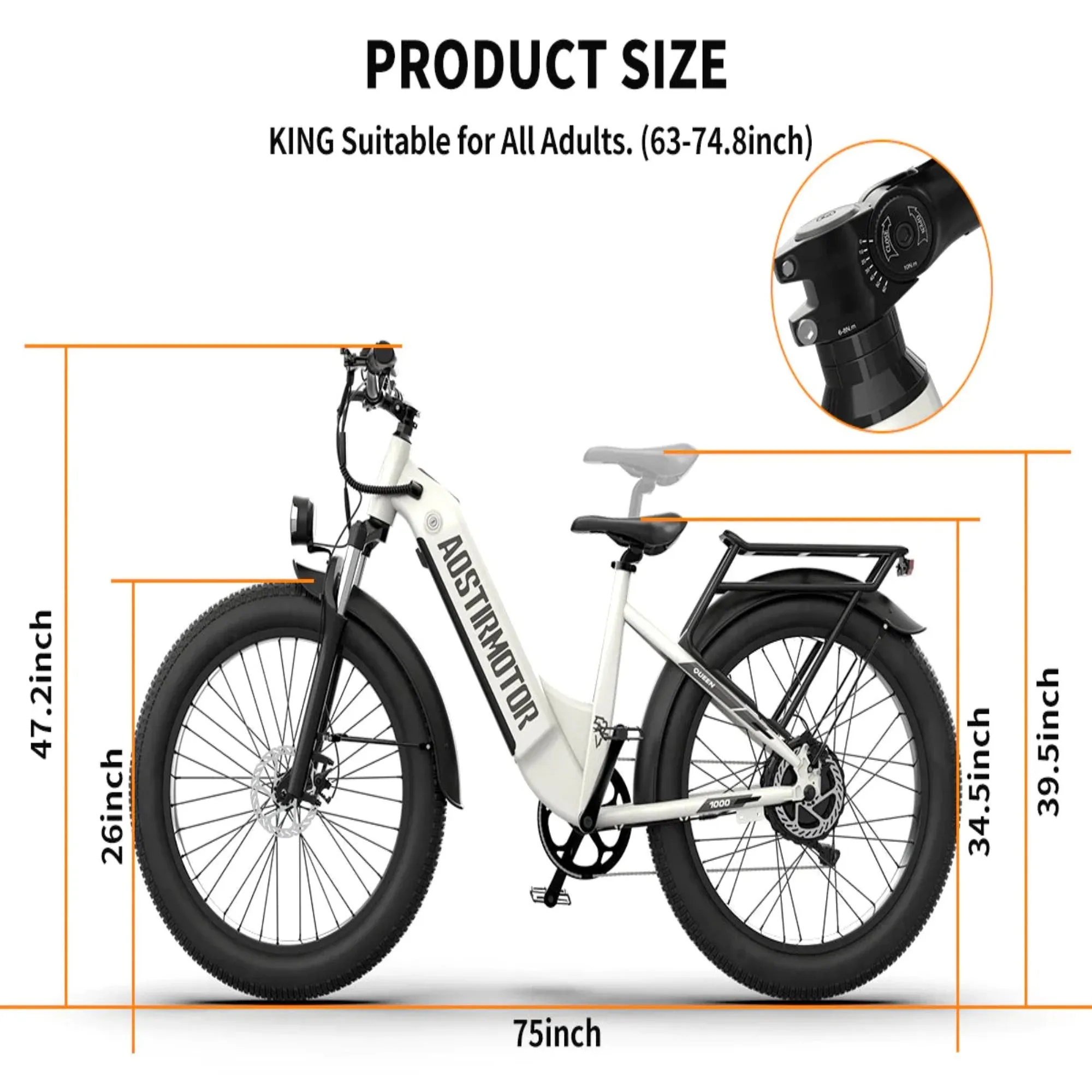 Aostirmotor 1000W 52V Queen All-Terrain Electric Bike
