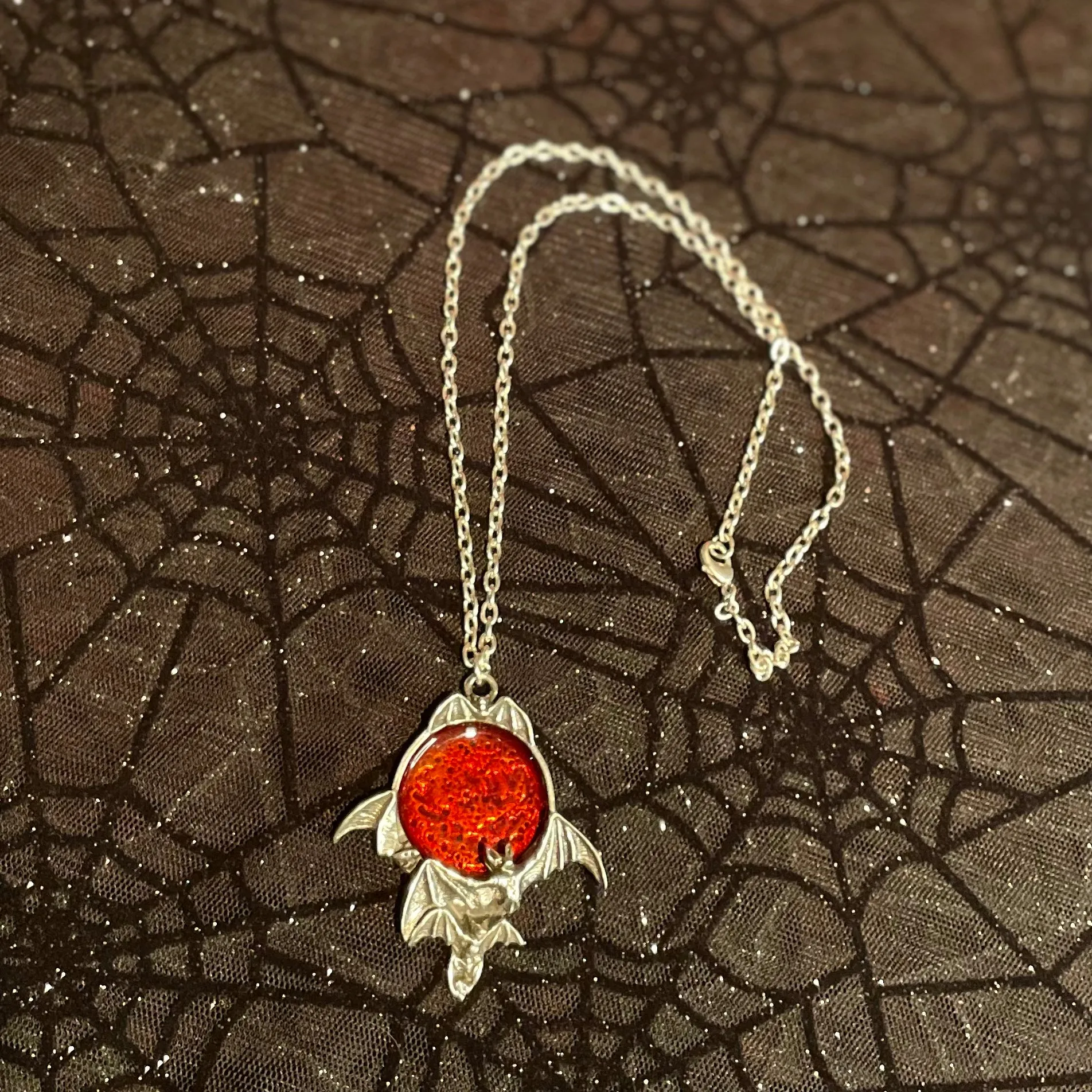 Blood moon bat pendant