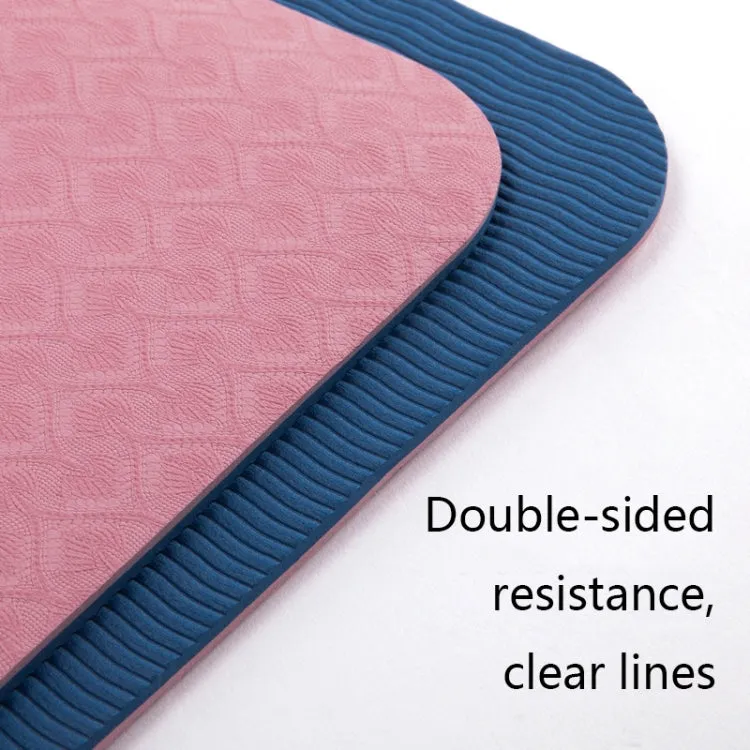 BSJ002 TPE Double Layer Two-Color Yoga Mat Fitness Mat with Body Line, Specification: 183 x 80 x 0.8cm(Deep Blue   Lake Blue)