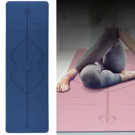 BSJ002 TPE Double Layer Two-Color Yoga Mat Fitness Mat with Body Line, Specification: 183 x 80 x 0.8cm(Deep Blue   Lake Blue)