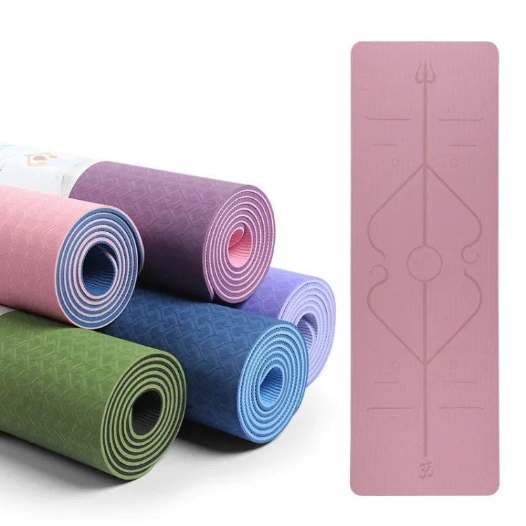 BSJ002 TPE Double Layer Two-Color Yoga Mat Fitness Mat with Body Line, Specification: 183 x 80 x 0.8cm(Deep Blue   Lake Blue)