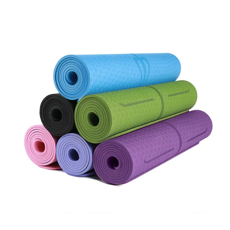 BSJ002 TPE Double Layer Two-Color Yoga Mat Fitness Mat with Body Line, Specification: 183 x 80 x 0.8cm(Deep Blue   Lake Blue)
