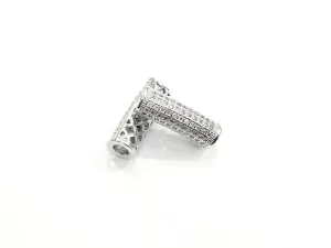 Cubic Zirconia Brass Bugle, 7x20mm Curved Bugle, 1 Pc | | 方晶鋯石銅彎管, 7x20mm彎管, 1個