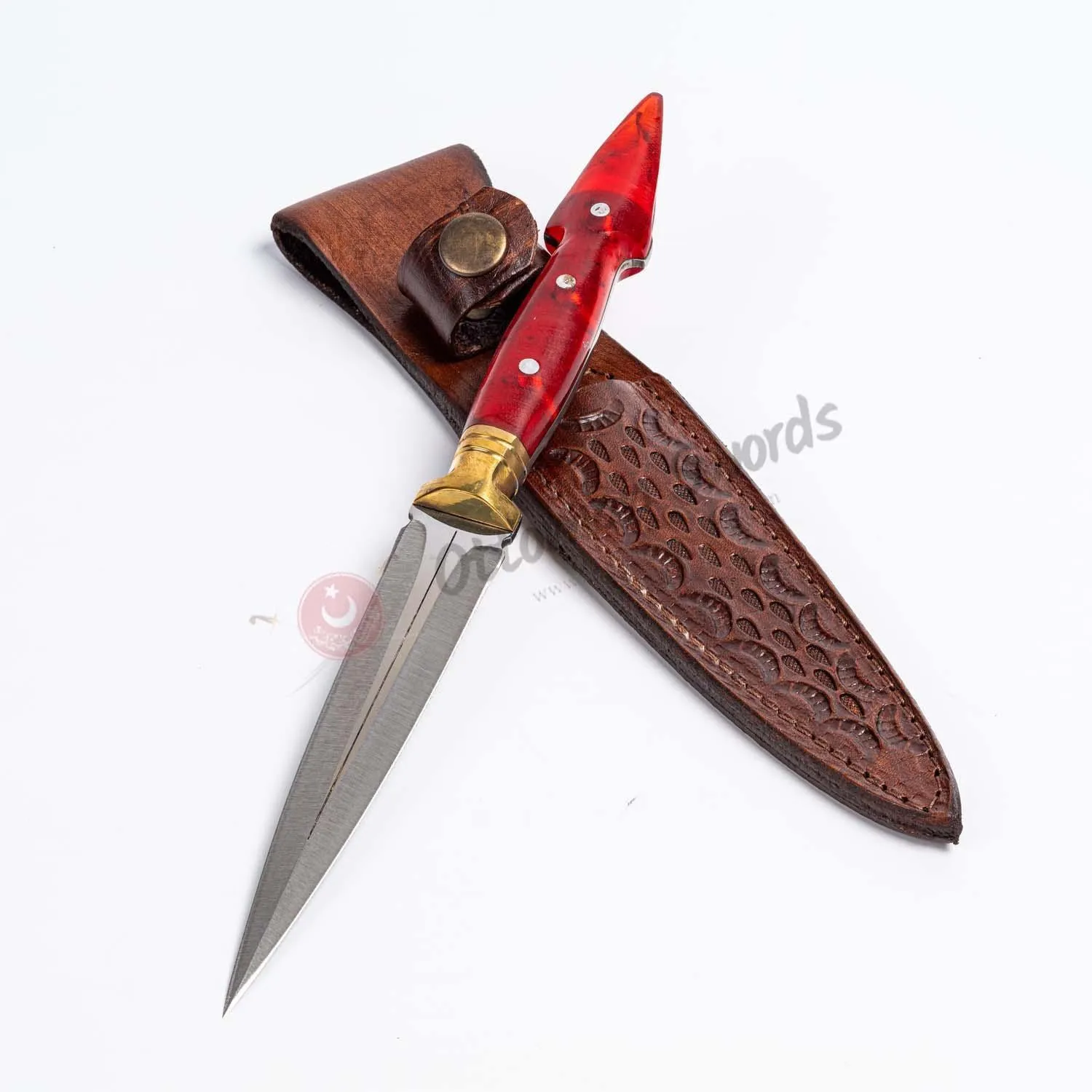 Double Edged Dagger Knife Forged Custom Handmade Red