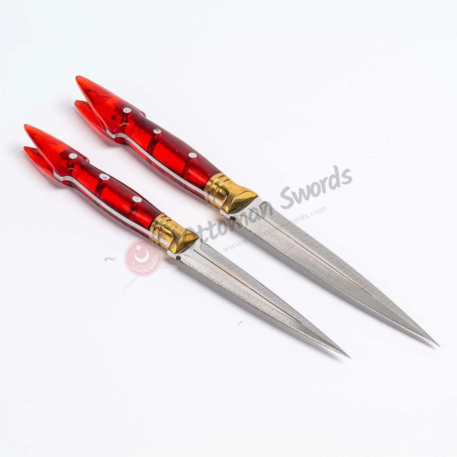 Double Edged Dagger Knife Forged Custom Handmade Red