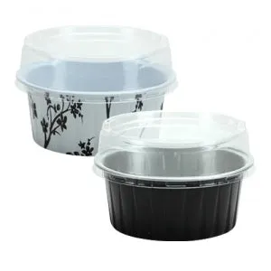 Elements - 2.5" Aluminum Pans with Lids - Round - Black - 5 Count (Case Qty: 180)