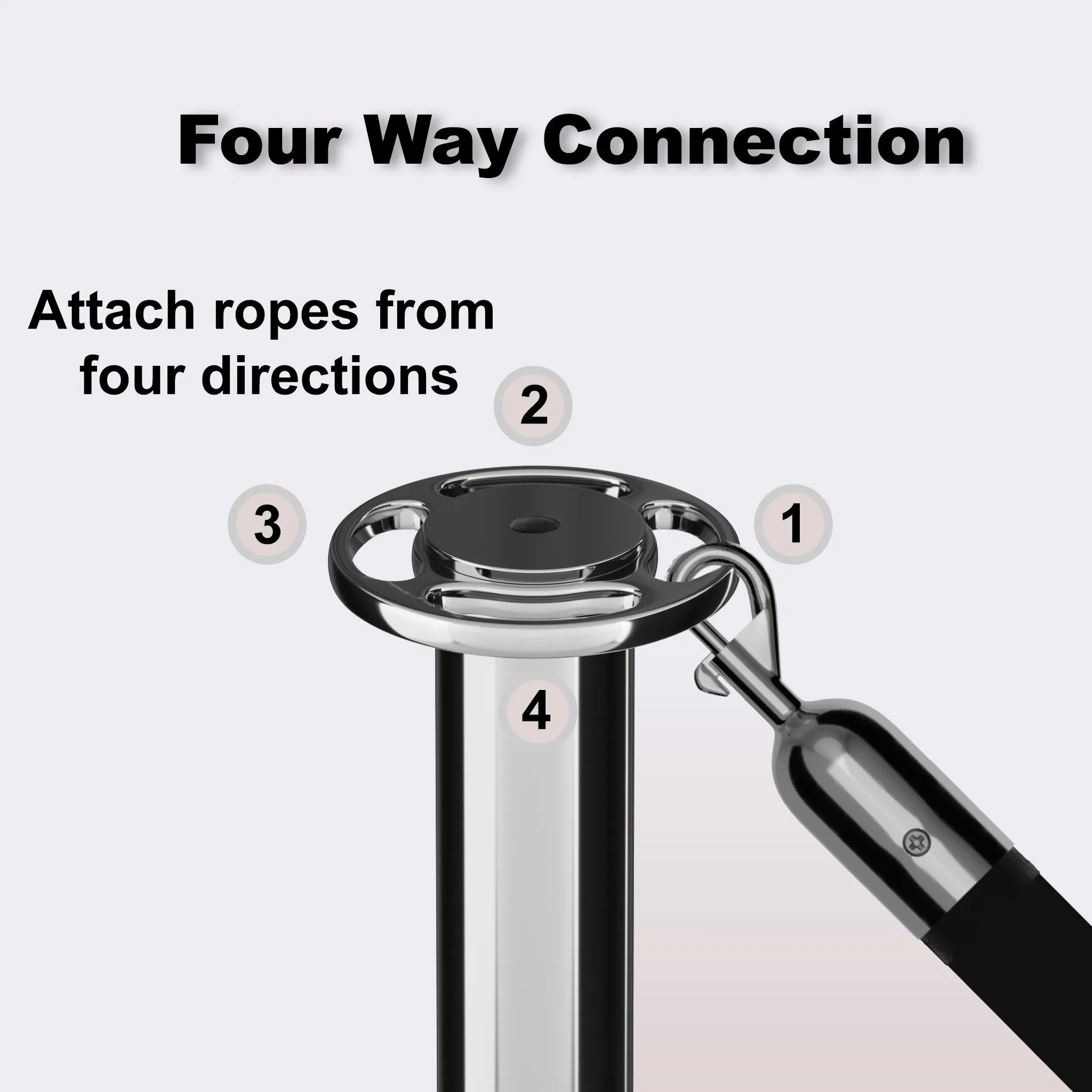 Flat Top Dual Rope Stanchion with Cast Iron Base - Montour Line CILineD