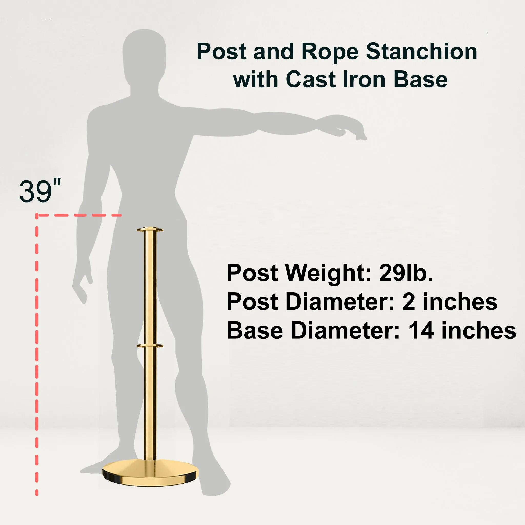 Flat Top Dual Rope Stanchion with Cast Iron Base - Montour Line CILineD