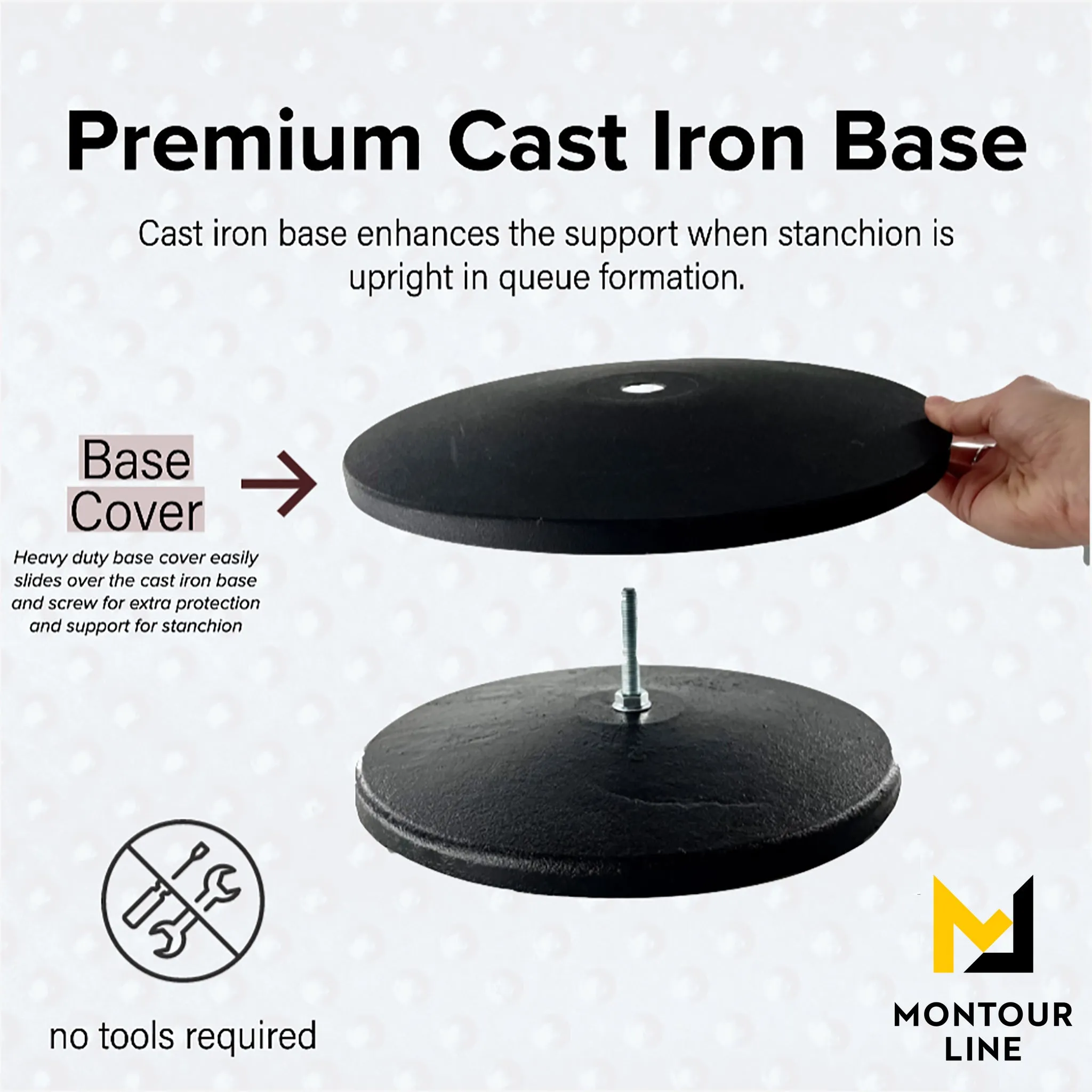 Flat Top Dual Rope Stanchion with Cast Iron Base - Montour Line CILineD
