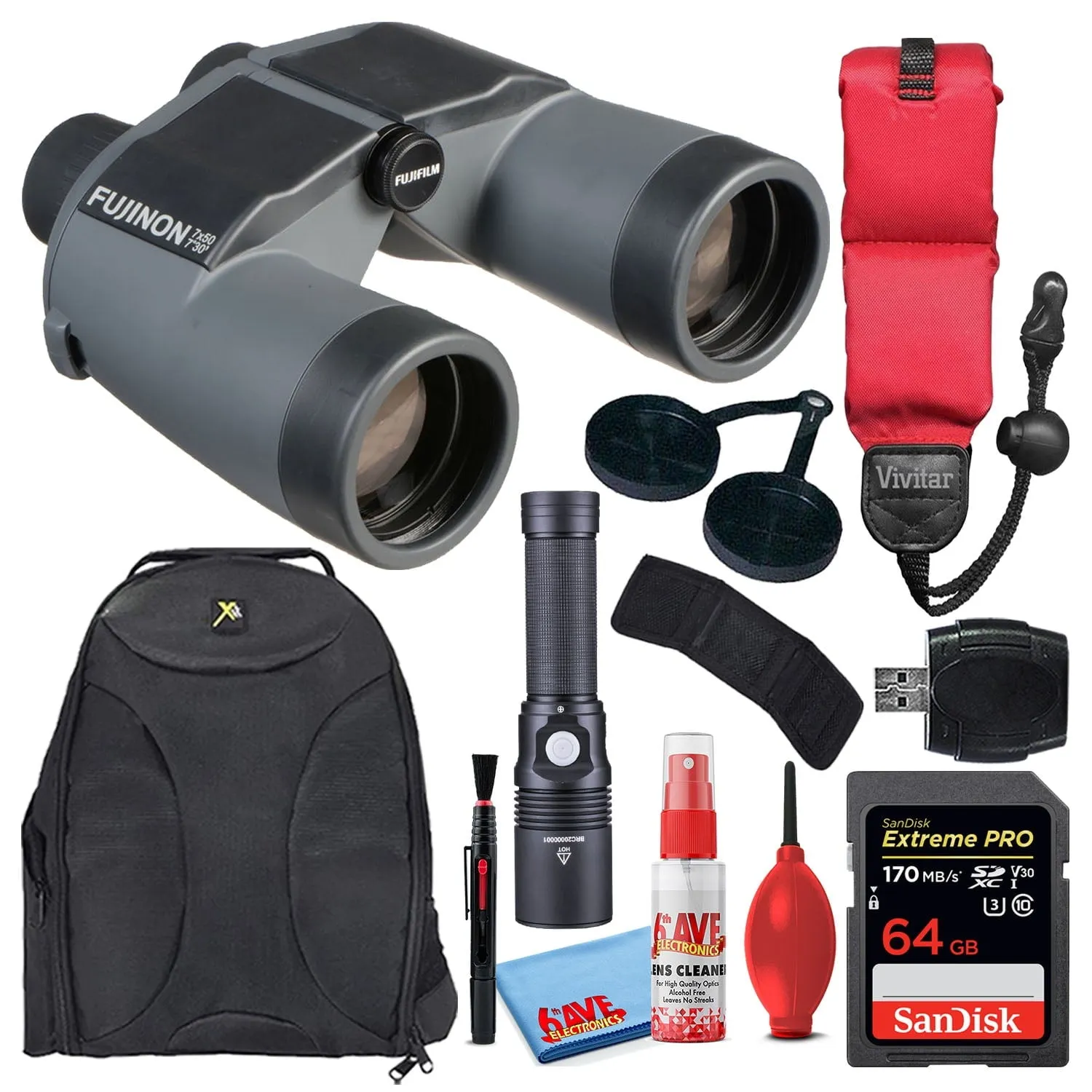 Fujifilm 7x50 WP-XL Mariner Porro Prism Binoculars   64GB SD Card Bundle