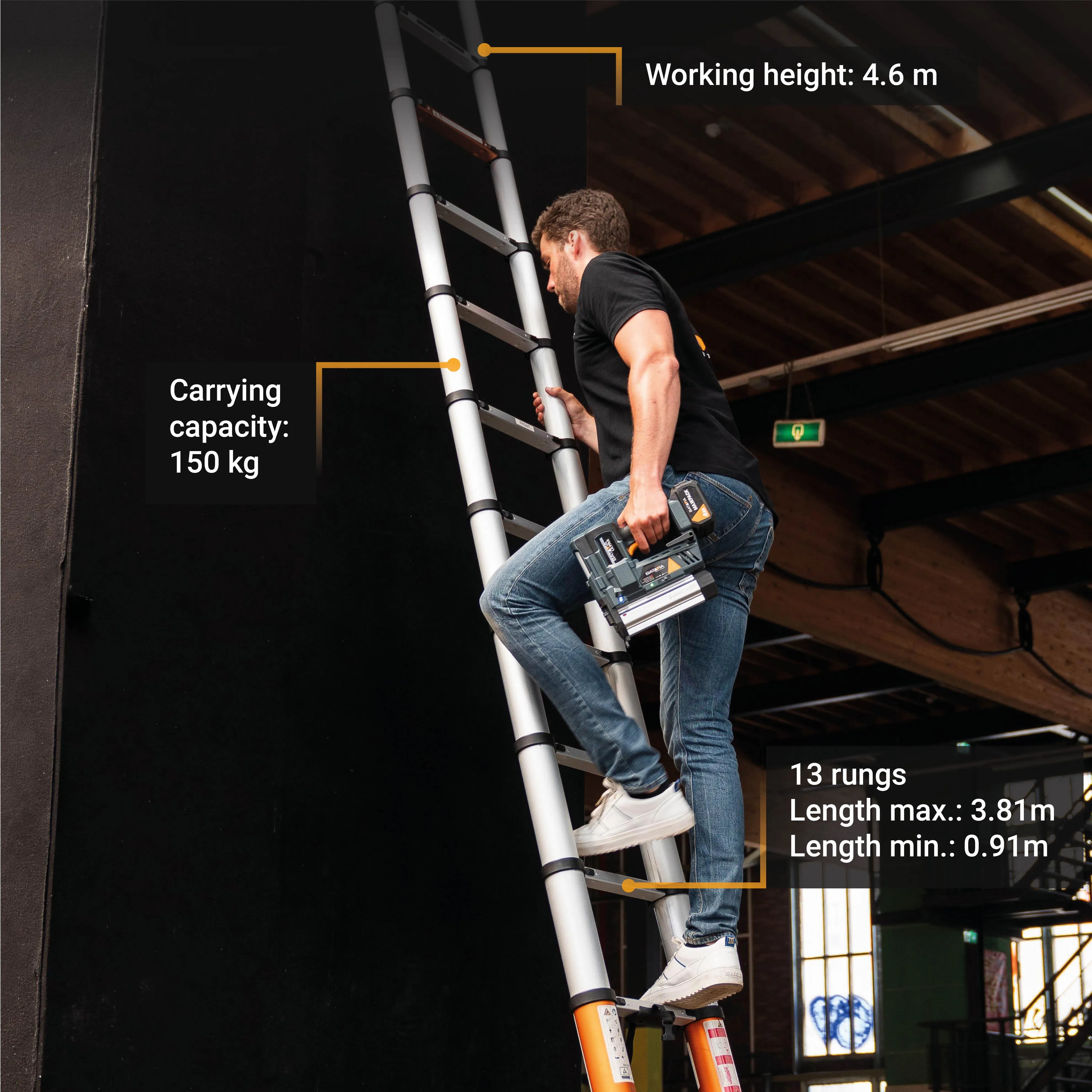 Telescopic Giraffe Air Ladder 3.8m with 12 Steps: Lightweight and Adjustable