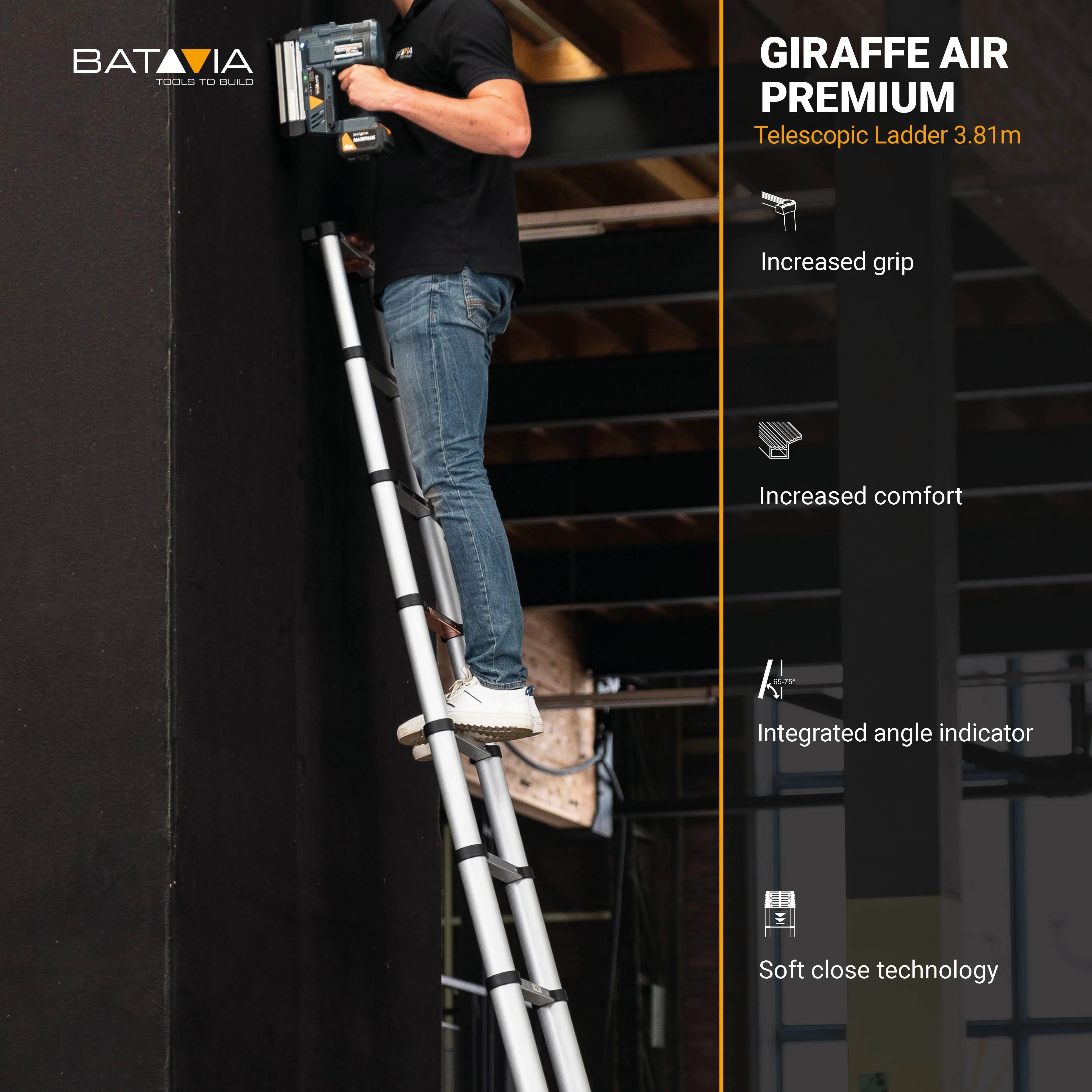 Telescopic Giraffe Air Ladder 3.8m with 12 Steps: Lightweight and Adjustable