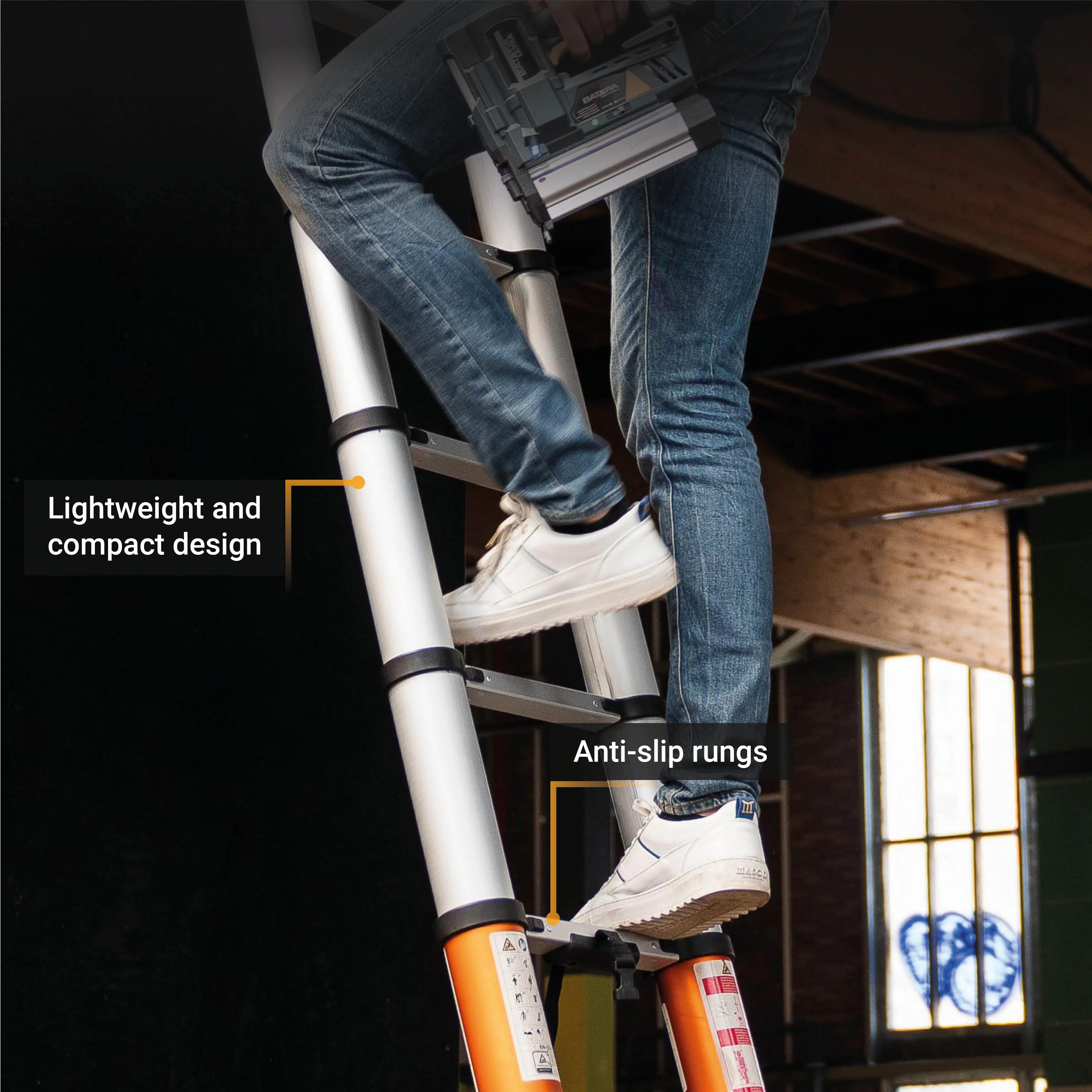 Telescopic Giraffe Air Ladder 3.8m with 12 Steps: Lightweight and Adjustable
