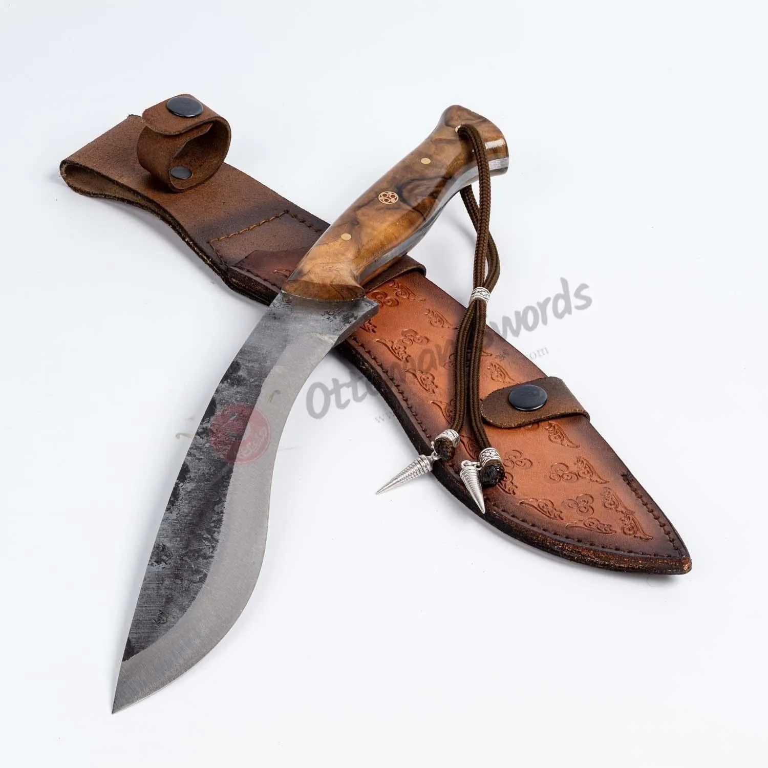 Hand Forged Tactical Kukri Knife Olive Tree Handle