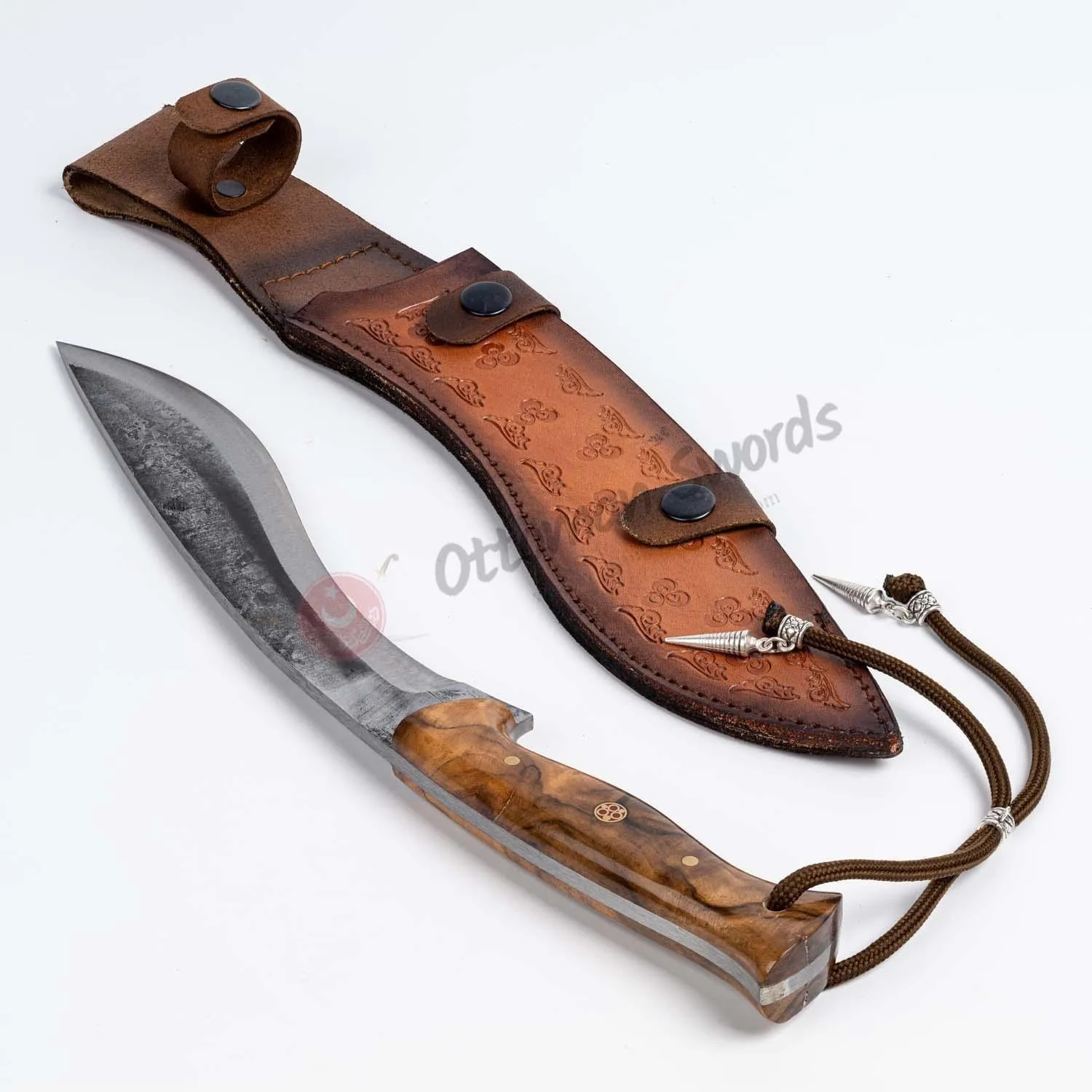 Hand Forged Tactical Kukri Knife Olive Tree Handle
