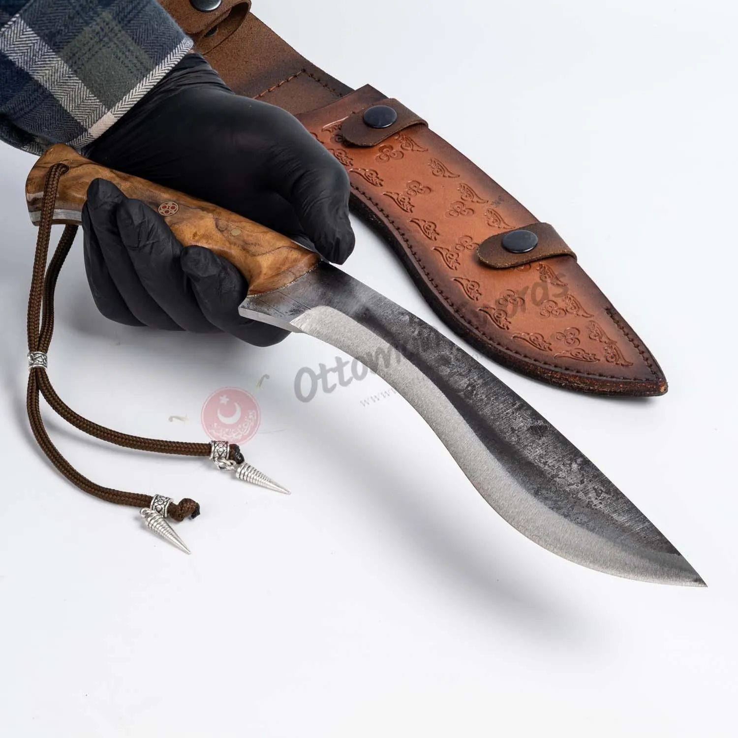 Hand Forged Tactical Kukri Knife Olive Tree Handle