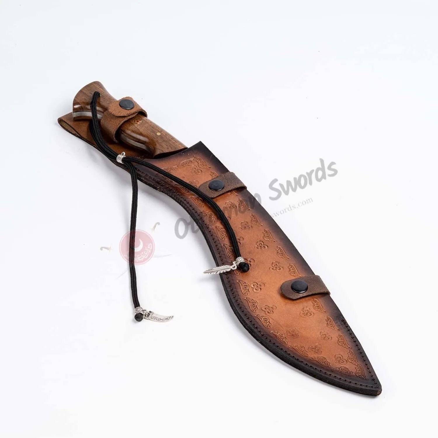 Hand Forged Tactical Kukri Knife Walnut Handle