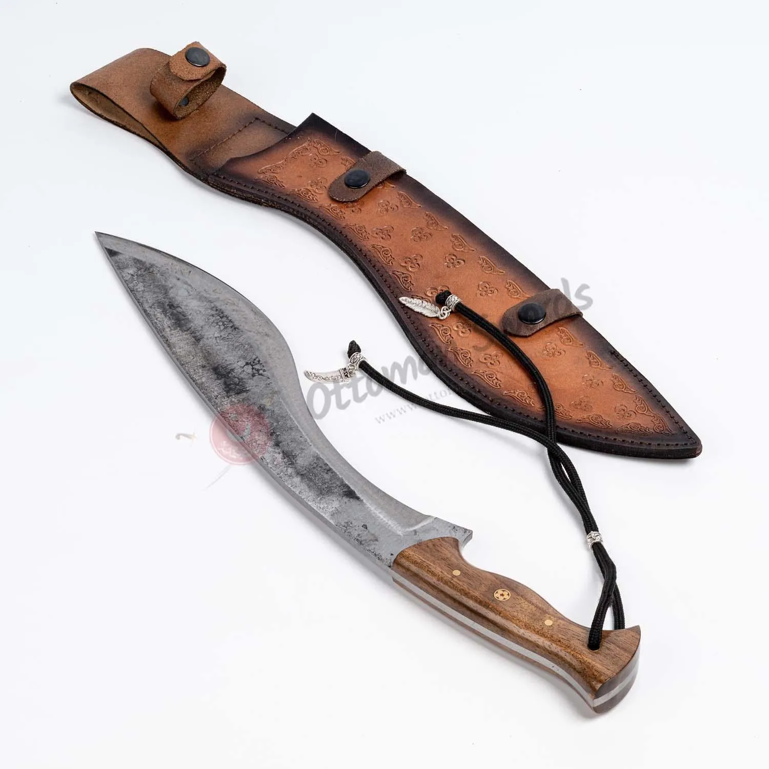 Hand Forged Tactical Kukri Knife Walnut Handle