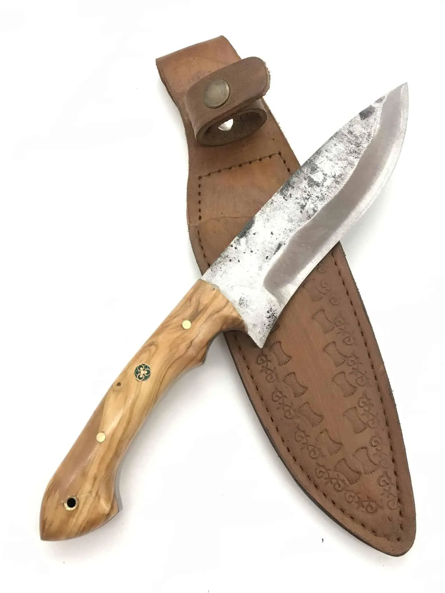 Handmade Carbon Steel Camping Knife Olive Tree