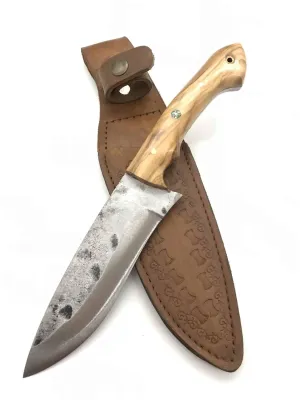 Handmade Carbon Steel Camping Knife Olive Tree