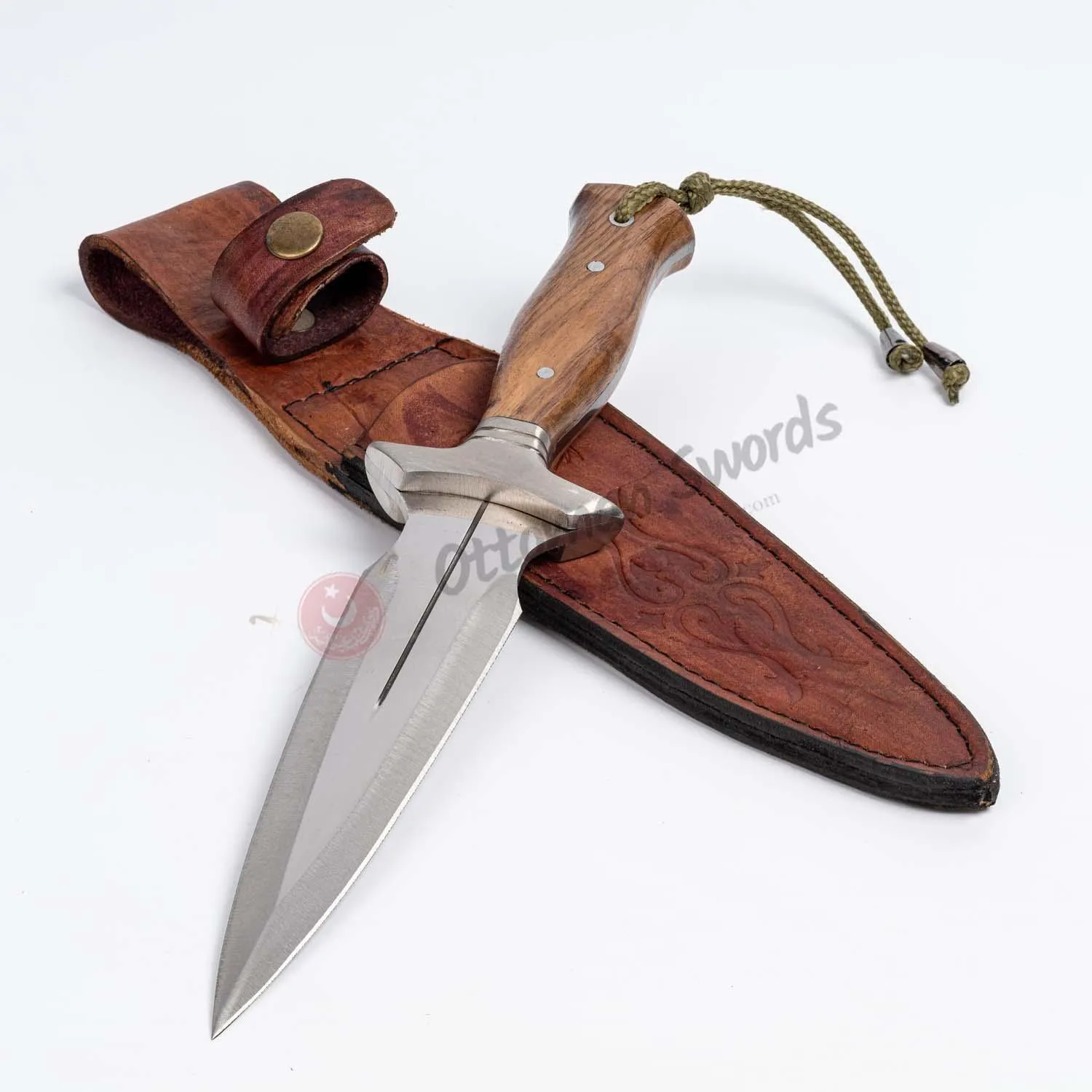 Handmade Double Edge Dagger Knife Walnut Handle Stainless Steel