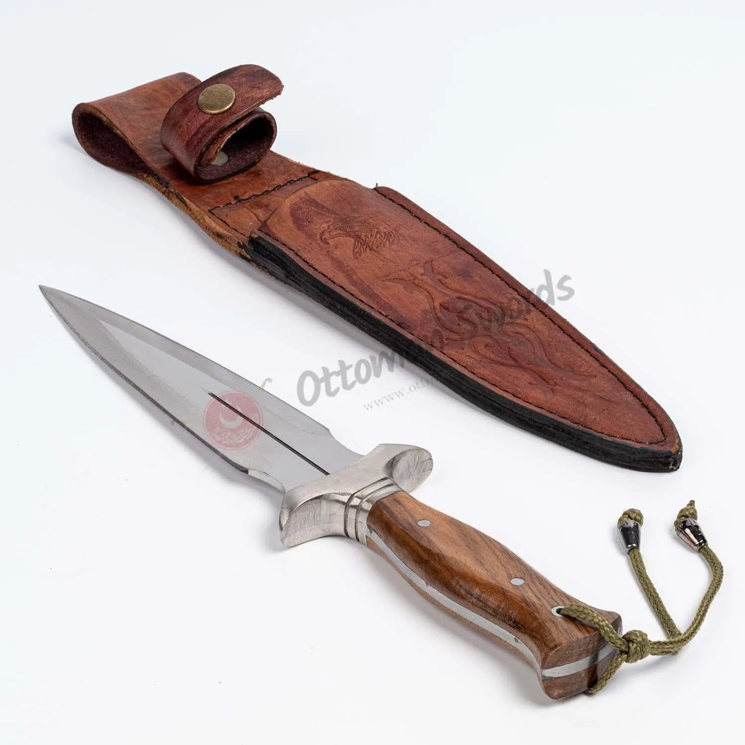 Handmade Double Edge Dagger Knife Walnut Handle Stainless Steel
