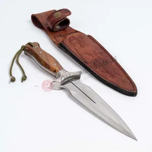 Handmade Double Edge Dagger Knife Walnut Handle Stainless Steel