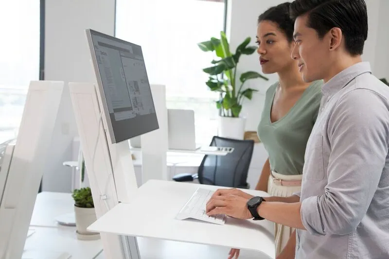 Humanscale QuickStand ECO 2.0 Dual Sit/Stand Solution QSE2DMW QSE2DMB