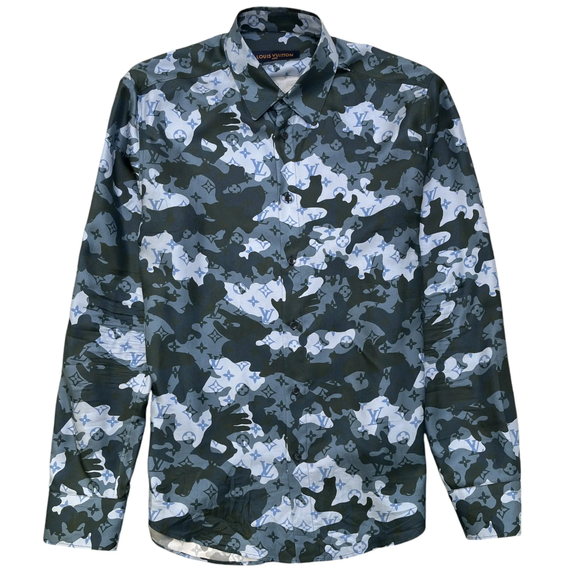 Men's Camouflage Monogram Shirt Navy Size L