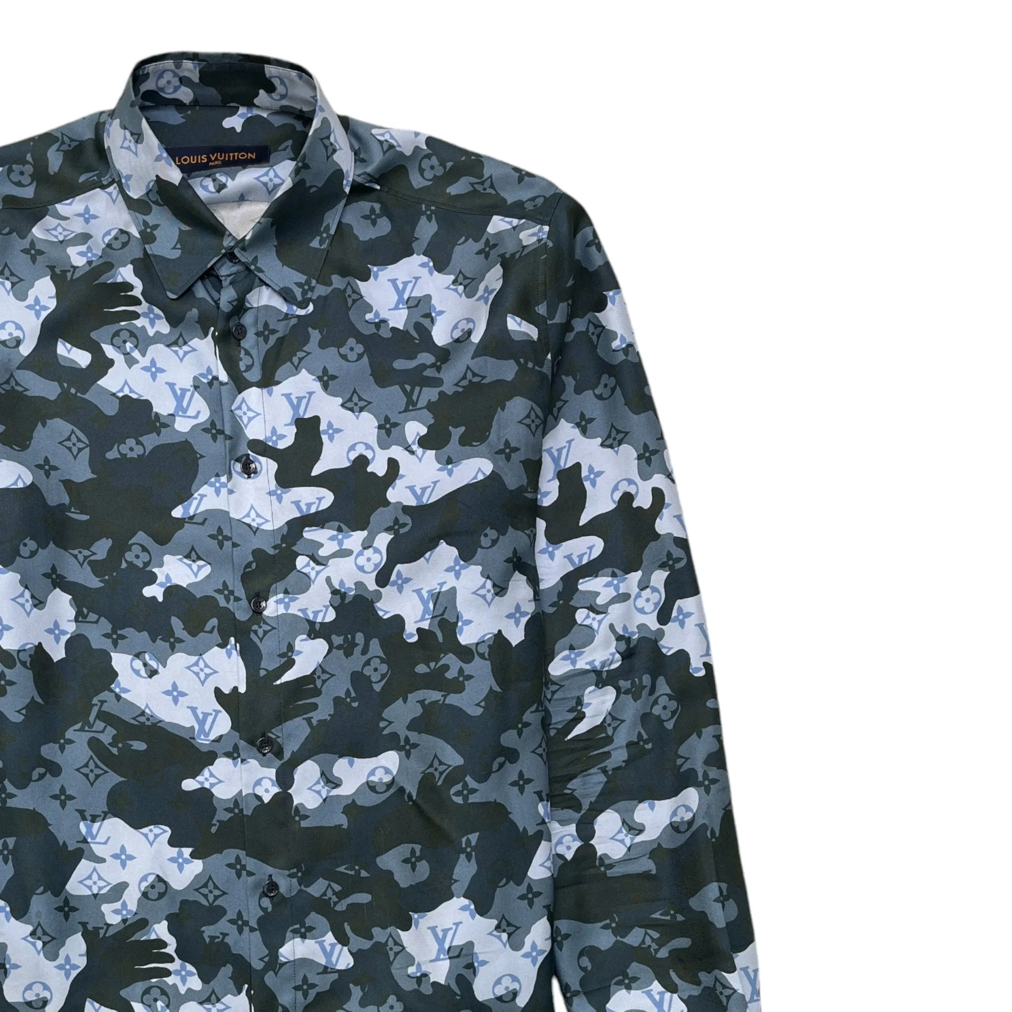 Men's Camouflage Monogram Shirt Navy Size L
