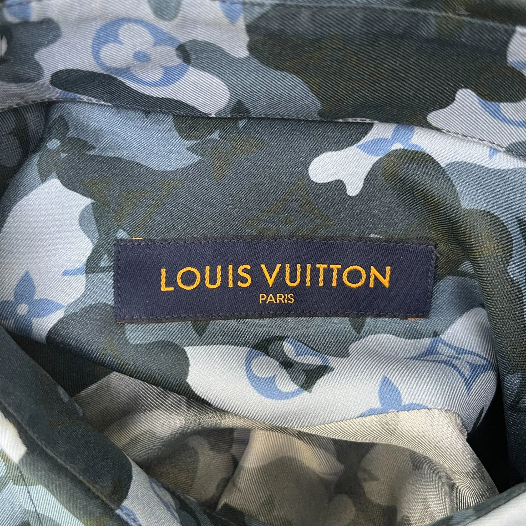 Men's Camouflage Monogram Shirt Navy Size L