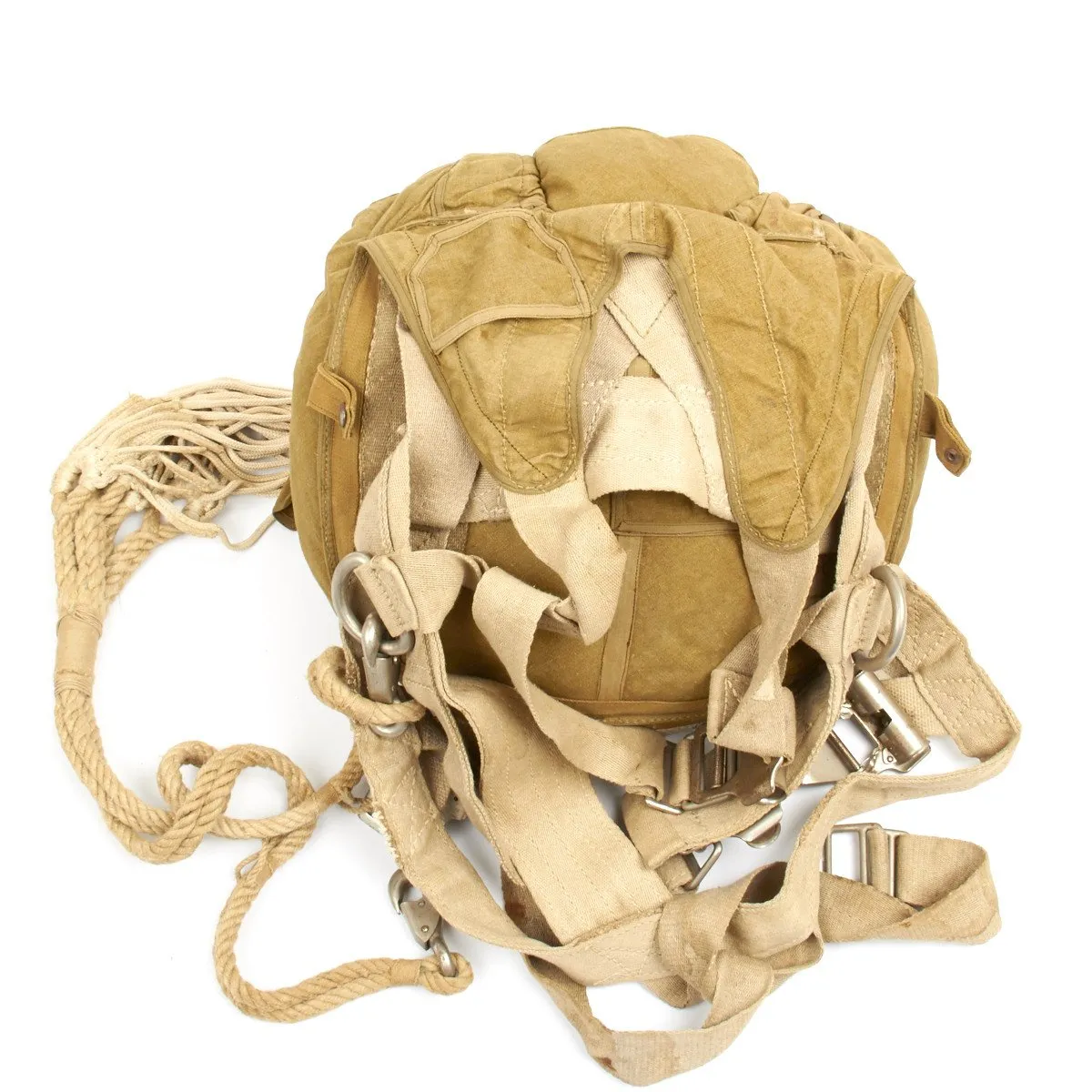 Original German WWII Fallschirmjager Parachute Complete Set with Harness and Transit Chest - Unissued