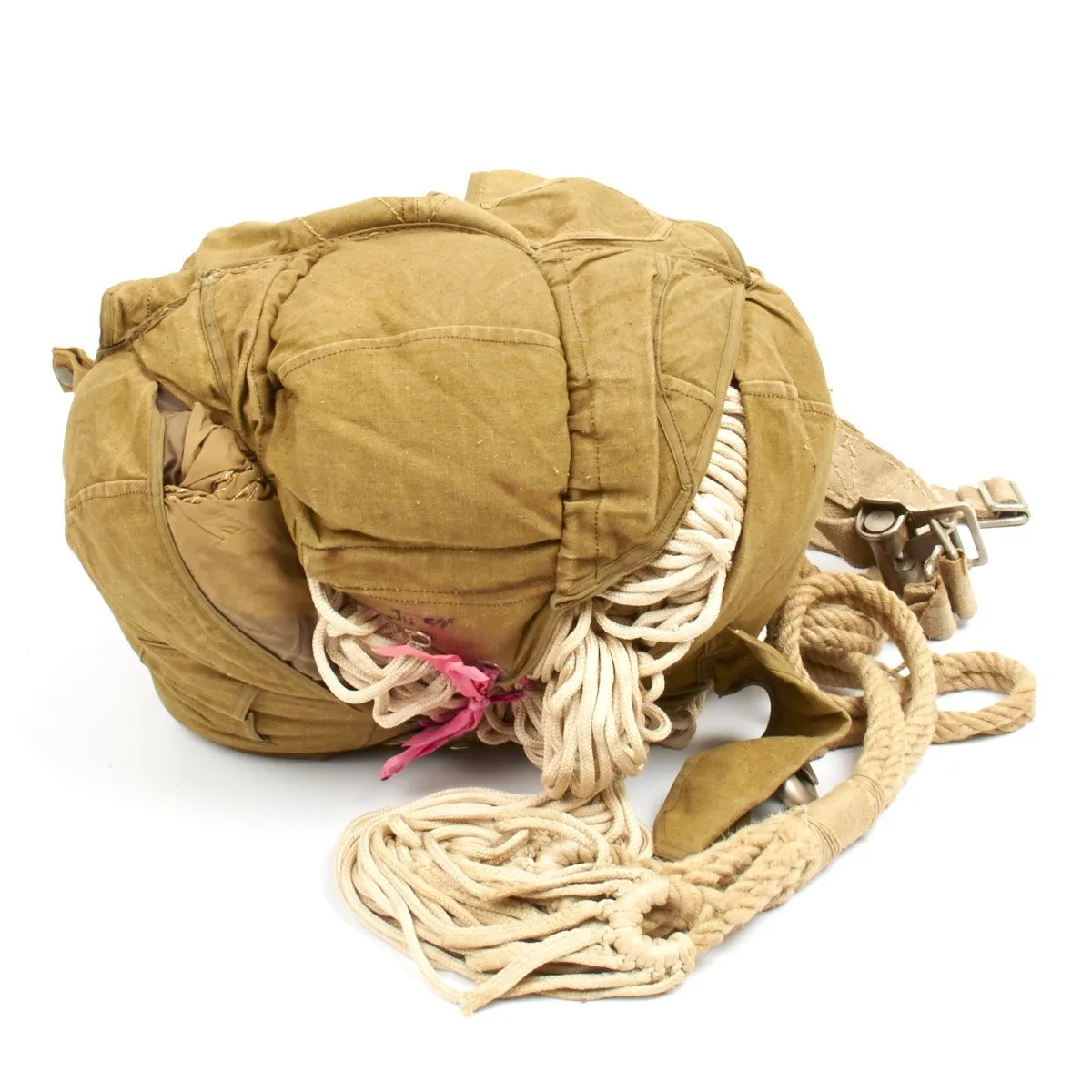 Original German WWII Fallschirmjager Parachute Complete Set with Harness and Transit Chest - Unissued