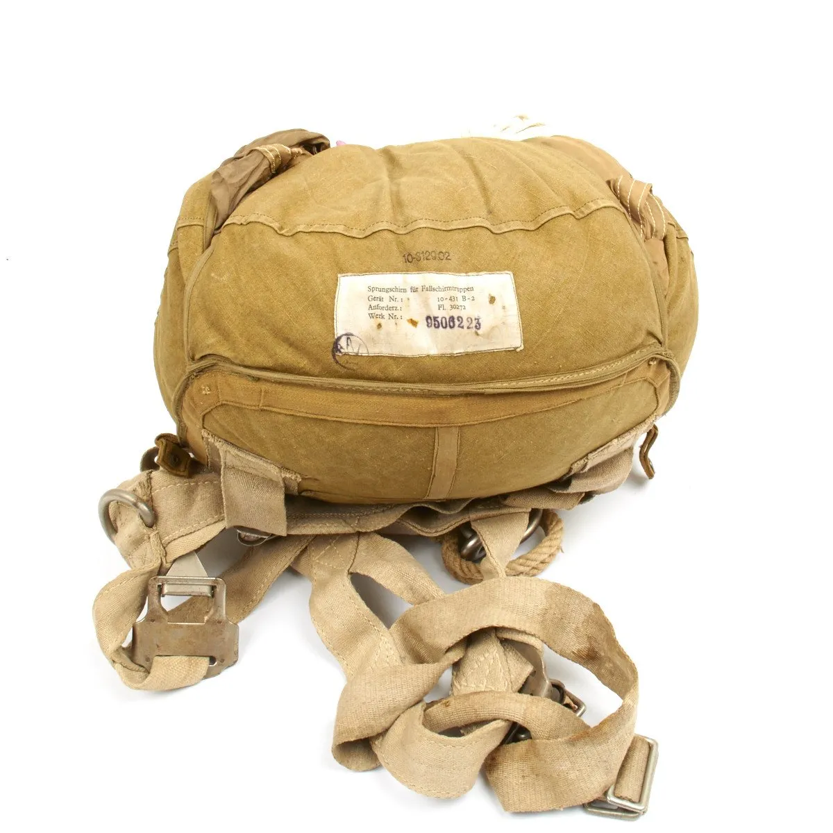 Original German WWII Fallschirmjager Parachute Complete Set with Harness and Transit Chest - Unissued