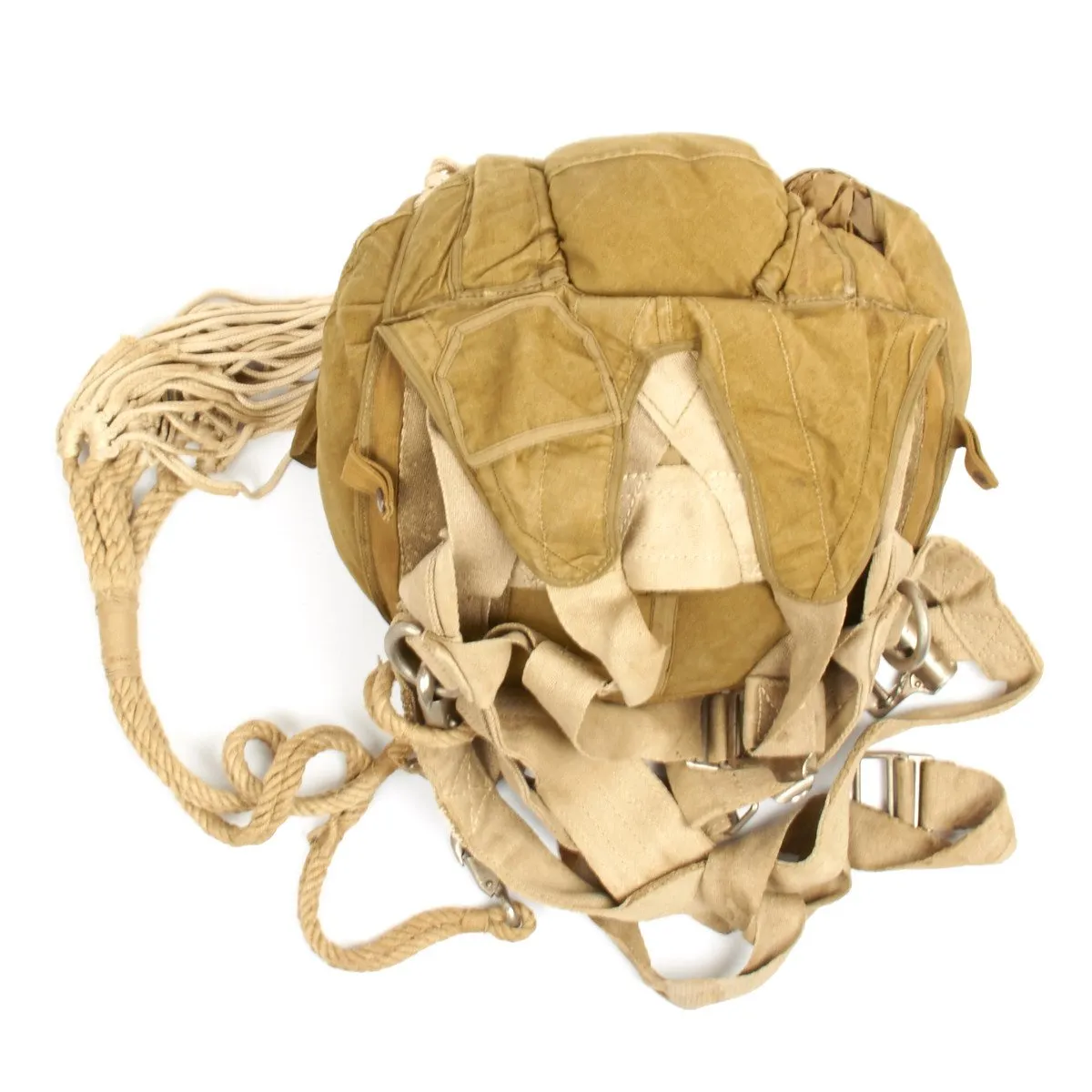 Original German WWII Fallschirmjager Parachute Complete Set with Harness and Transit Chest - Unissued