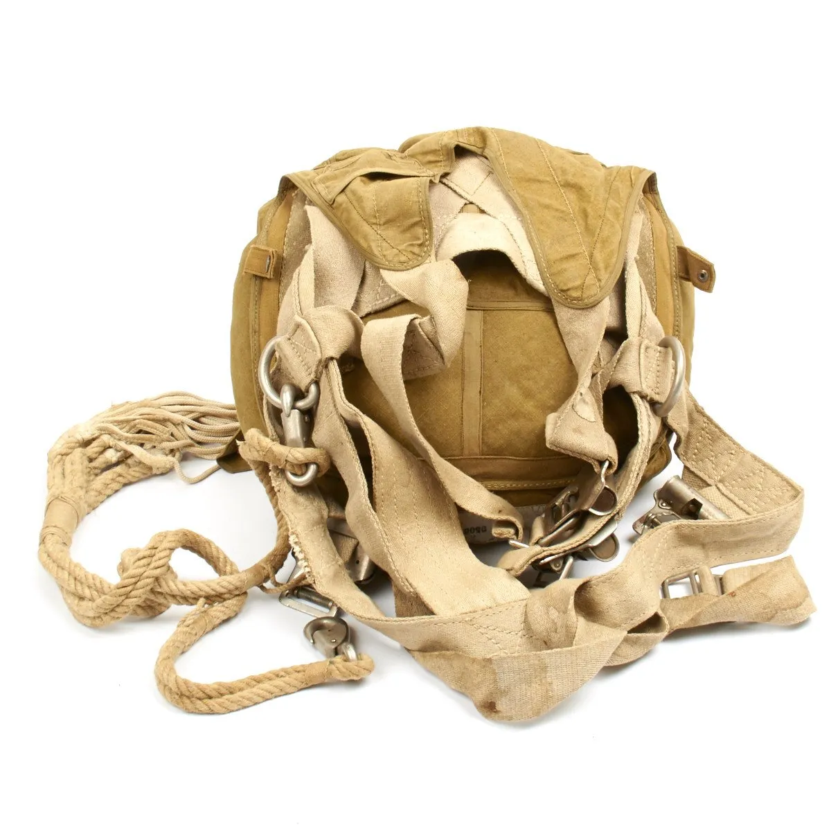 Original German WWII Fallschirmjager Parachute Complete Set with Harness and Transit Chest - Unissued