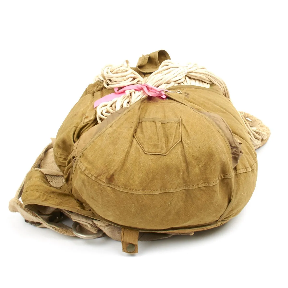 Original German WWII Fallschirmjager Parachute Complete Set with Harness and Transit Chest - Unissued