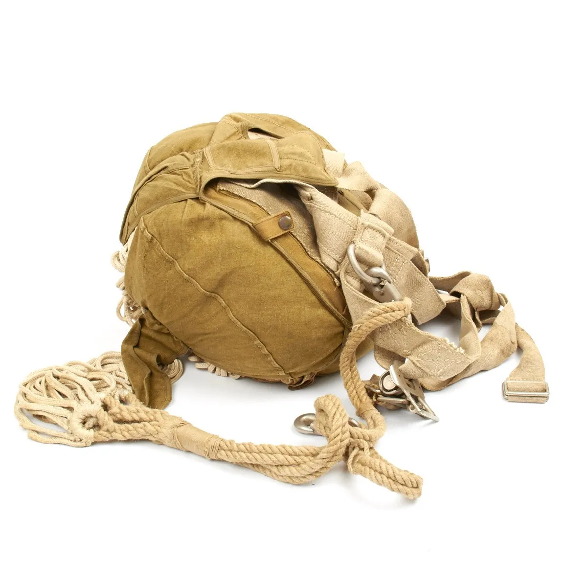 Original German WWII Fallschirmjager Parachute Complete Set with Harness and Transit Chest - Unissued